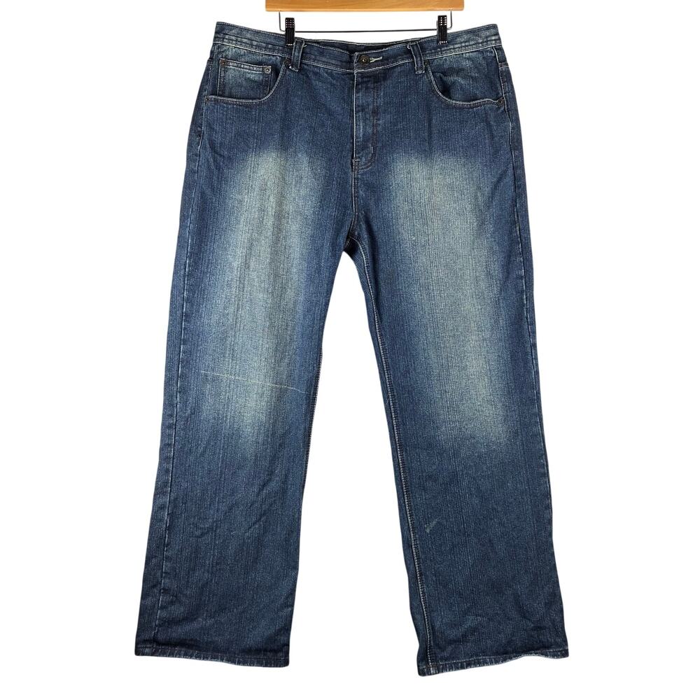 Brooklyn Basement Jeans Mens 42x32 Blue Wash Relaxed Straight Leg Y2K Skater